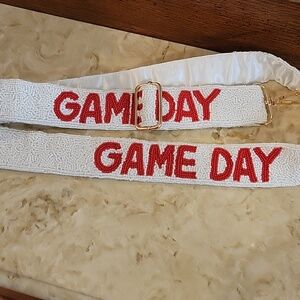 Red and White Beaded “GAME DAY” Purse/Bag strap
